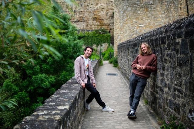 portraits des musiciens Niels Engel et Georges Goerens au quartier du Grund.