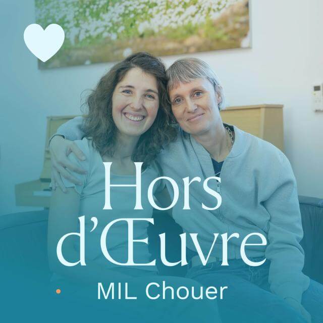 Portrait von Dani Jung und Jenny Spielmann mit dem Text "Hors d'Œuvre - MIL Chouer" (Podcast Cover)