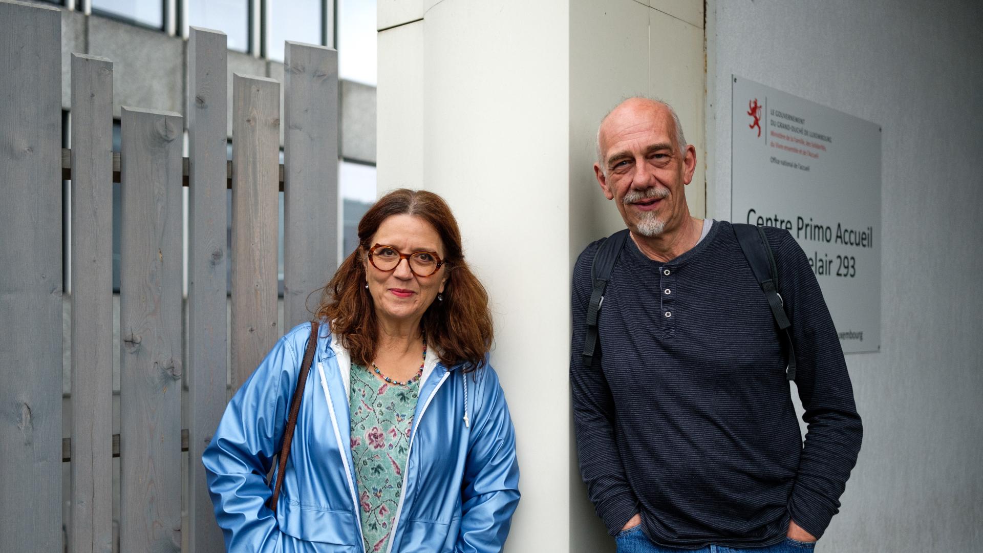 Portrait of Isabelle Toussaint-Dartevelle, president of the nonprofit Gesellschaft fir Musiktherapie zu Lëtzebuerg and Olivier Mallach